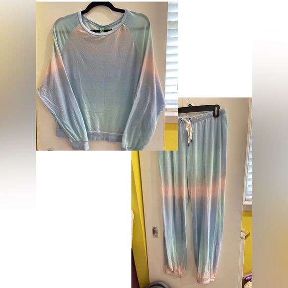 Honeydew Intimates Blue Pink Lounge Set - Picture 1 of 5